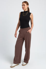 PANTALON FLUIDE FEMME DOLCE MARRON